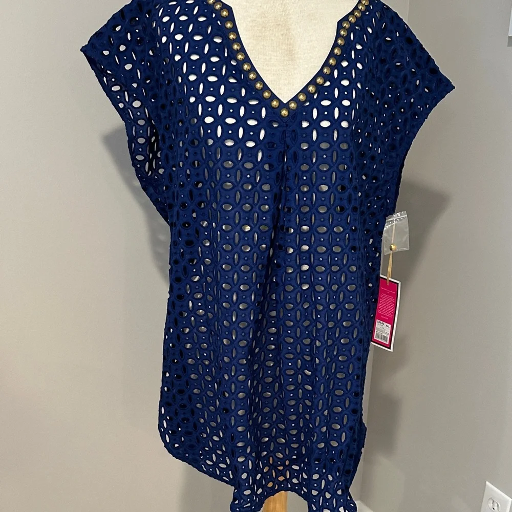 Lilly Pulitzer for Target Navy Blue Eyelet Cover-Up NWT - Picture 1 of 6
